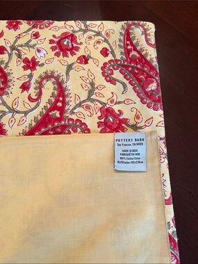 Pottery Barn Yellow and Red Paisley Table Runner 18”x90”